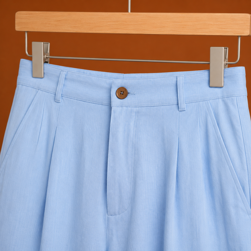 High-waisted, wide-legged women's trousers
