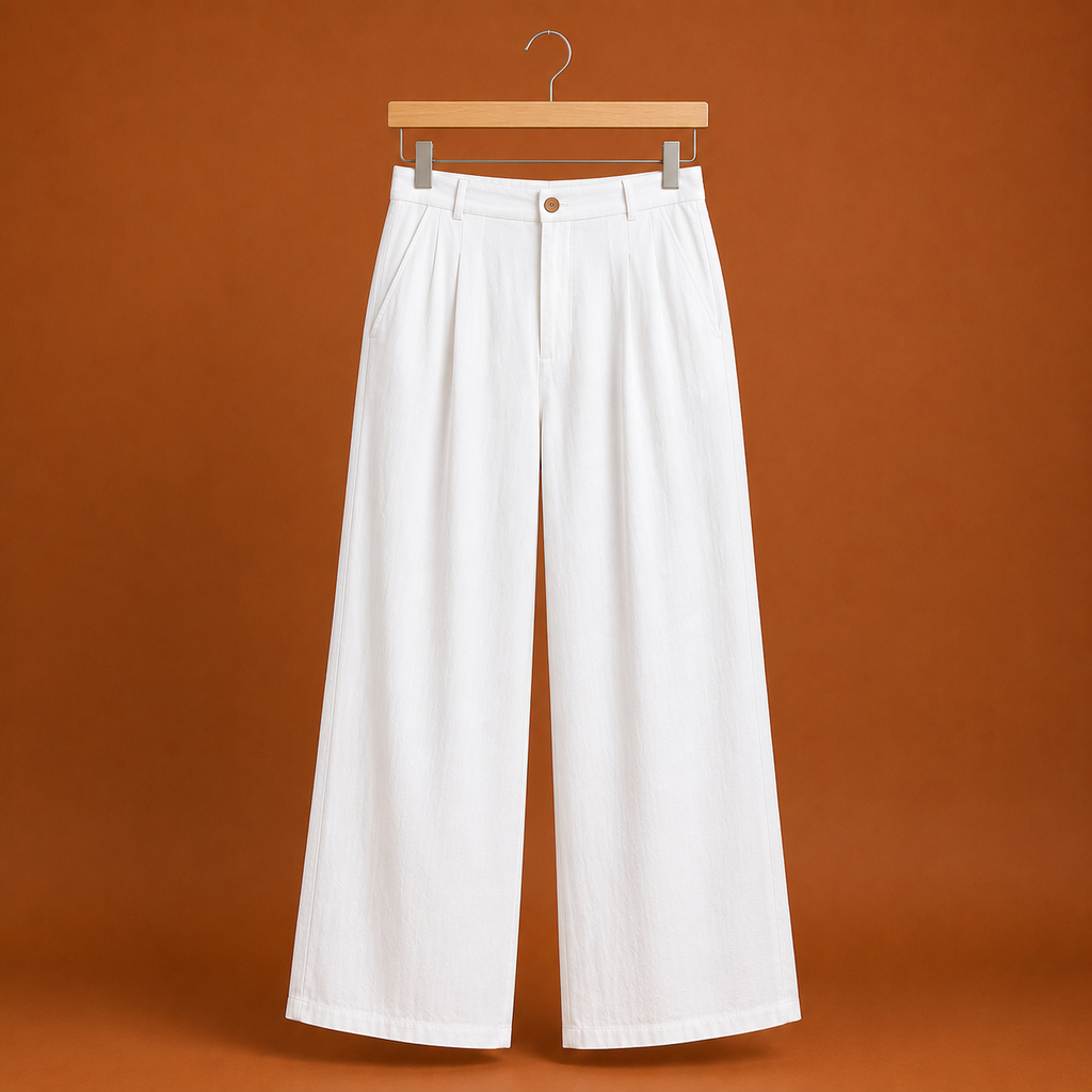 High-waisted, wide-legged women's trousers