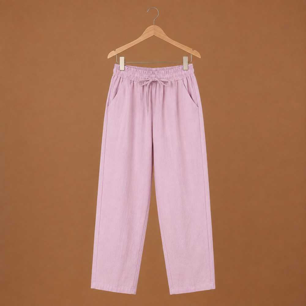 Women's casual trousers with a plain elastic waistband