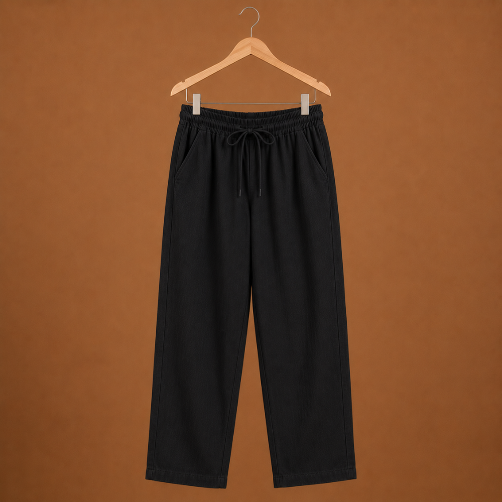 Women's casual trousers with a plain elastic waistband