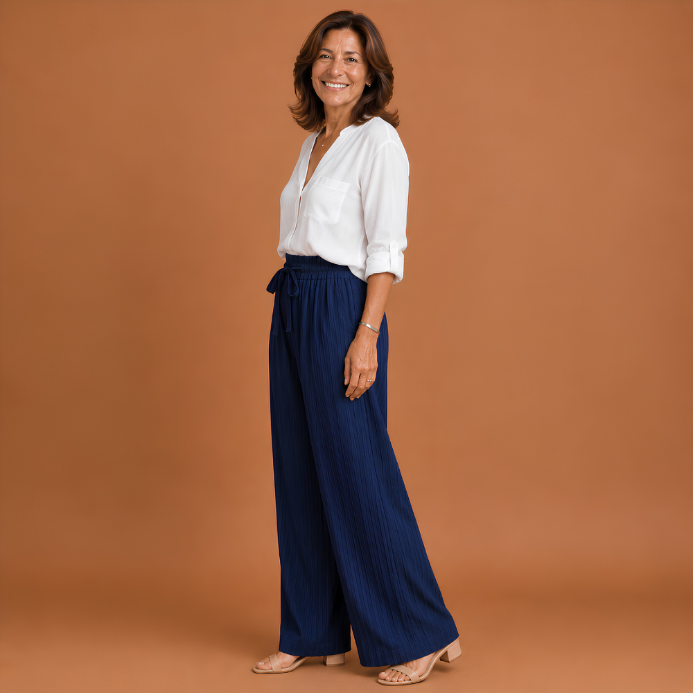 Women's trousers with bow and high waist