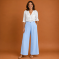 High-waisted, wide-legged women's trousers