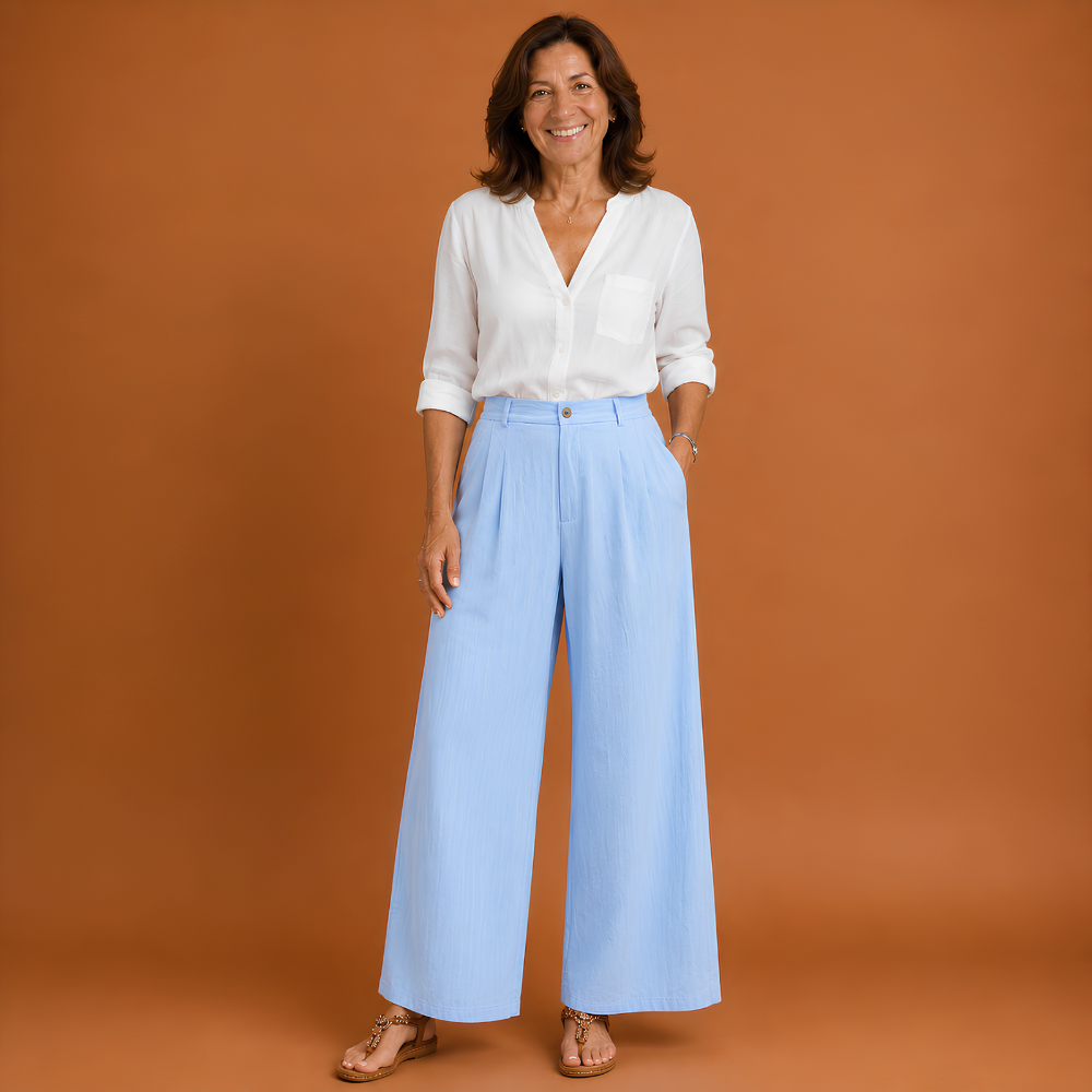 High-waisted, wide-legged women's trousers
