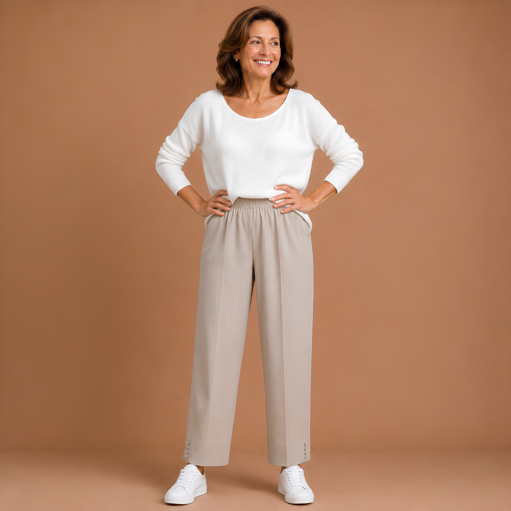 Women's casual summer trousers with elastic waistband