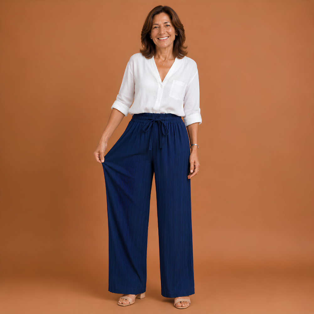 Women's trousers with bow and high waist