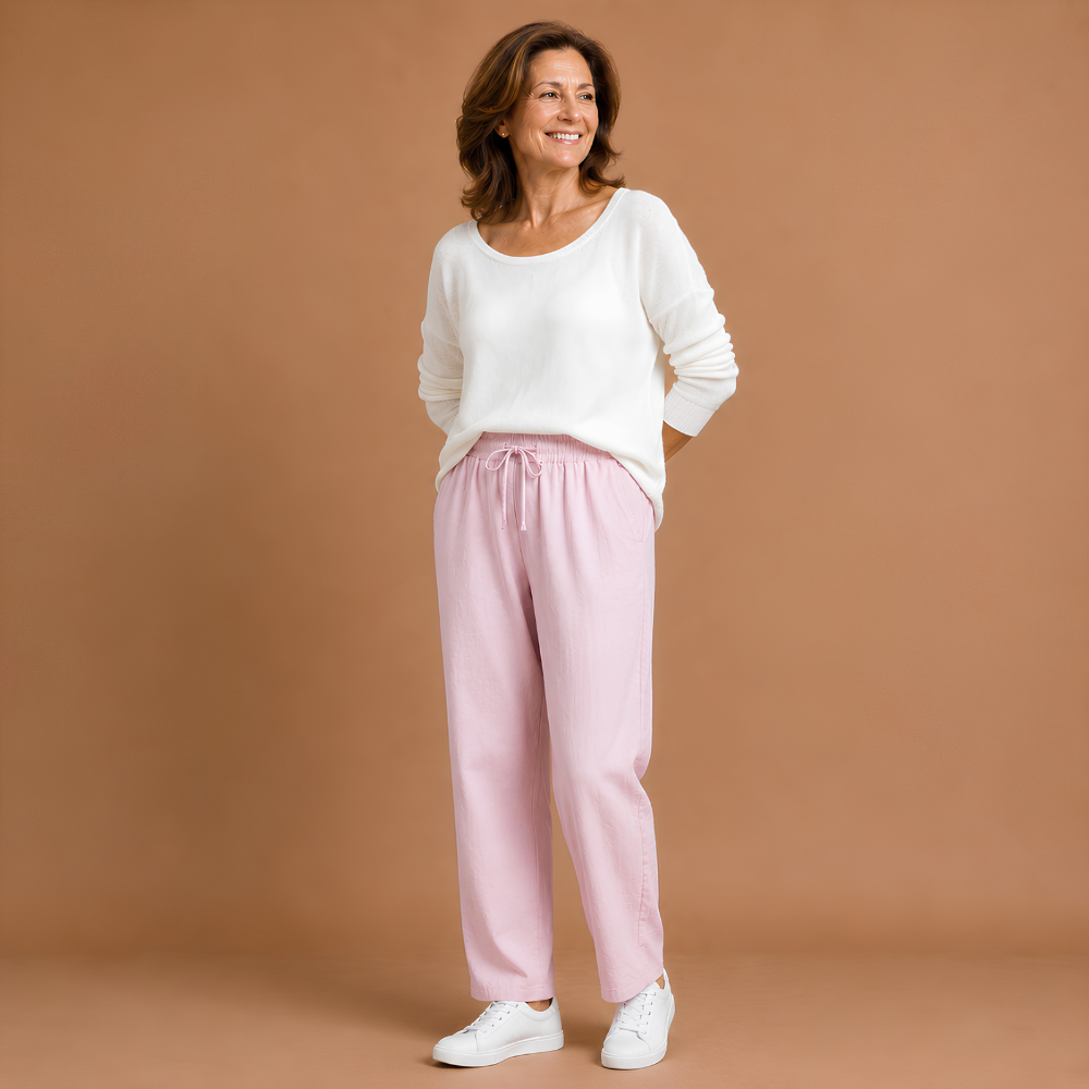Women's casual trousers with a plain elastic waistband