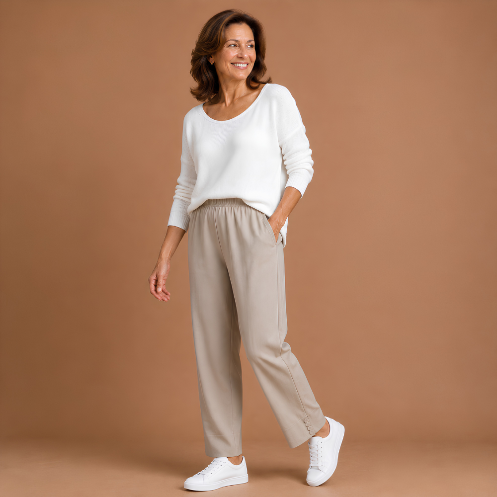 Women's casual summer trousers with elastic waistband