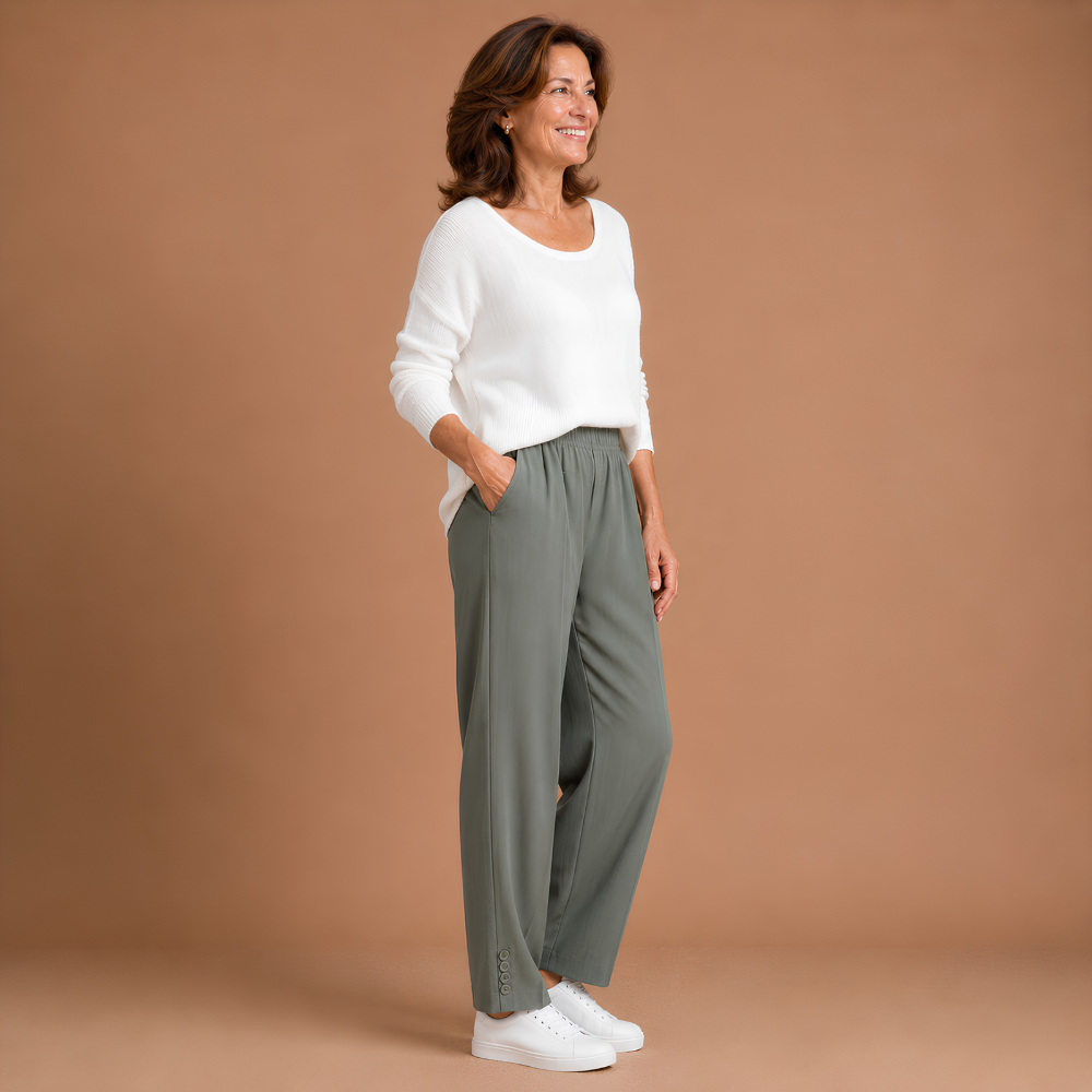 Women's casual summer trousers with elastic waistband