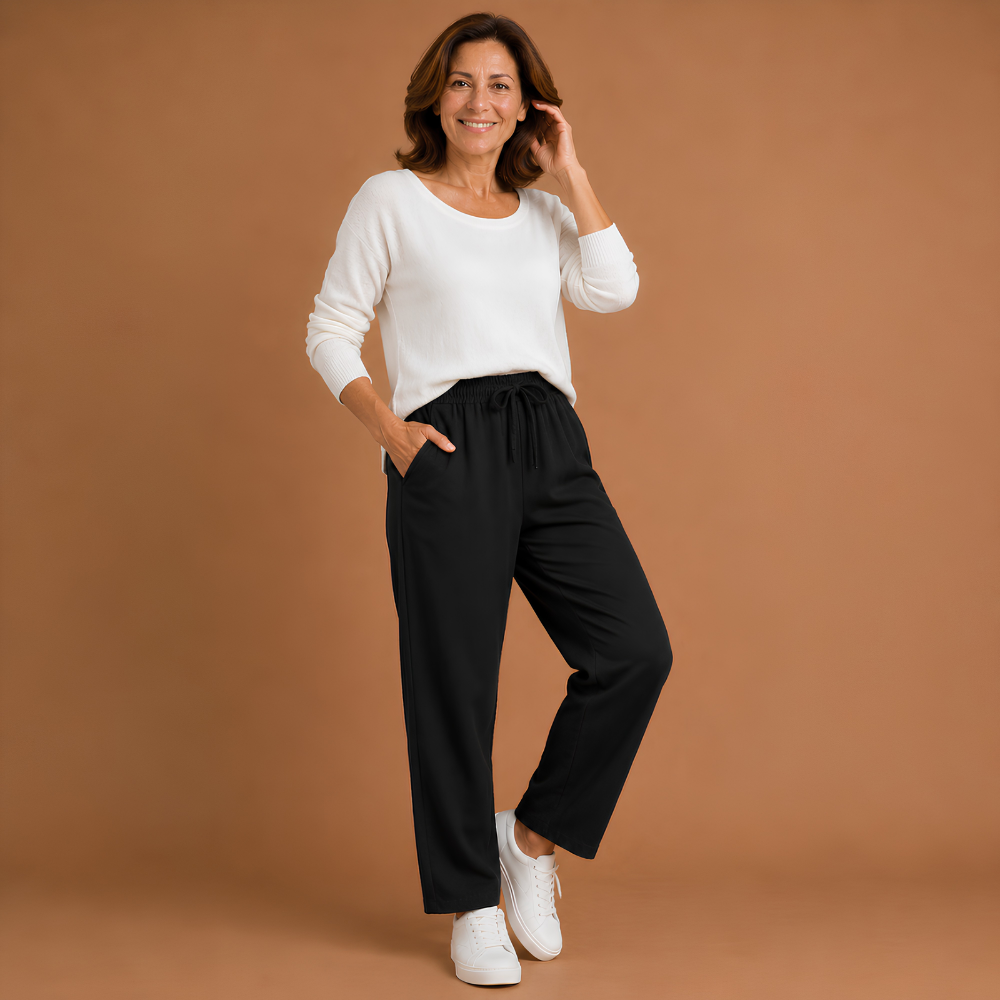 Women's casual trousers with a plain elastic waistband