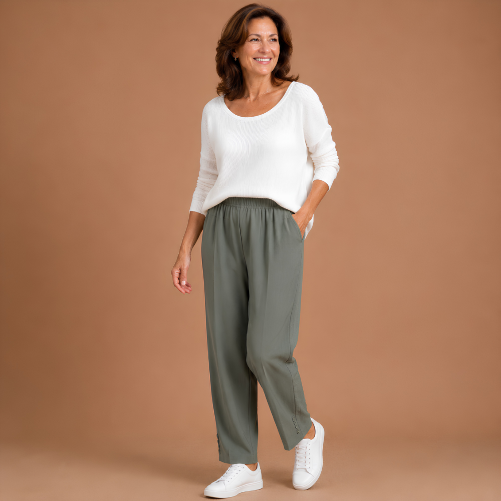 Women's casual summer trousers with elastic waistband