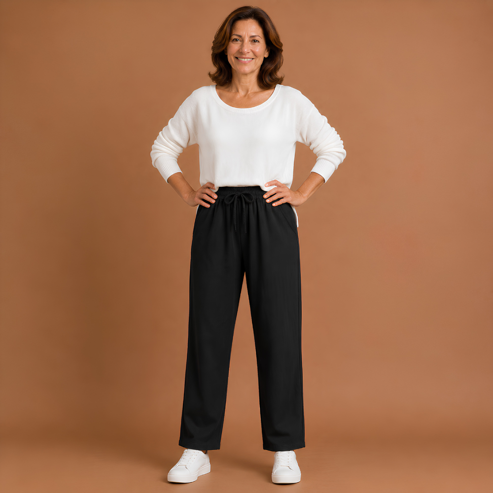 Women's casual trousers with a plain elastic waistband