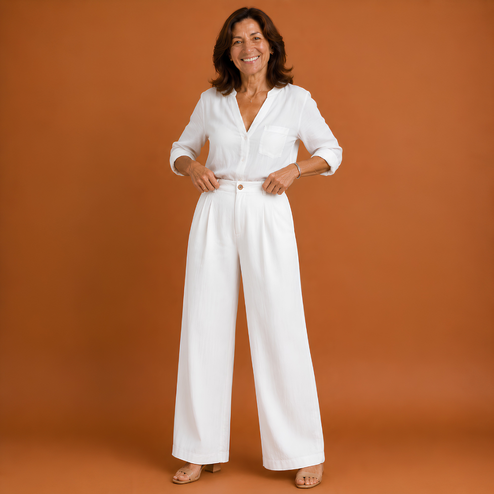 High-waisted, wide-legged women's trousers