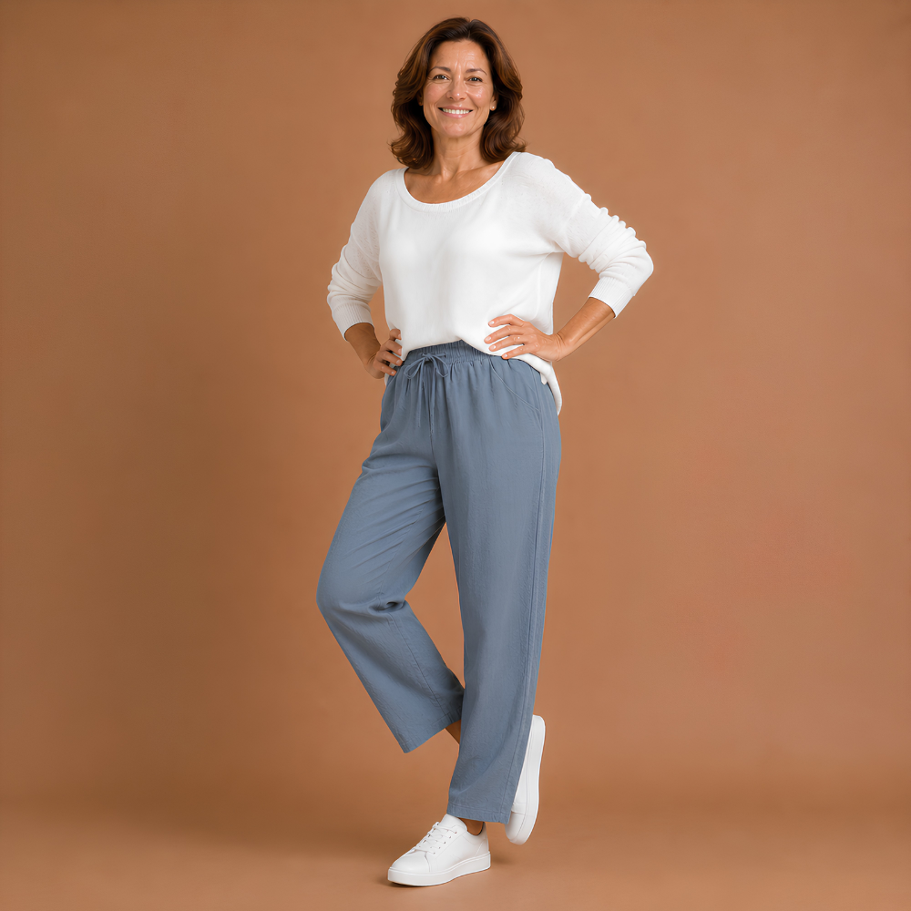 Women's casual trousers with a plain elastic waistband
