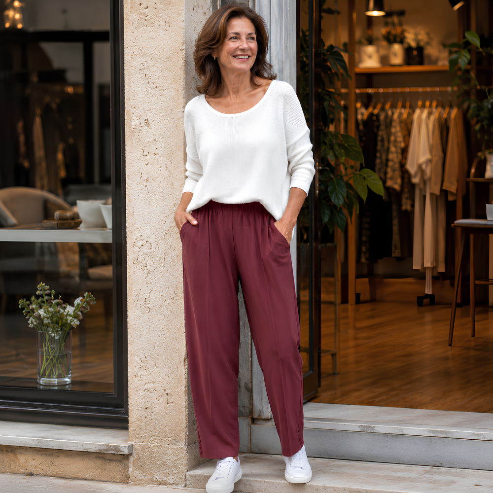 Women's casual summer trousers with elastic waistband