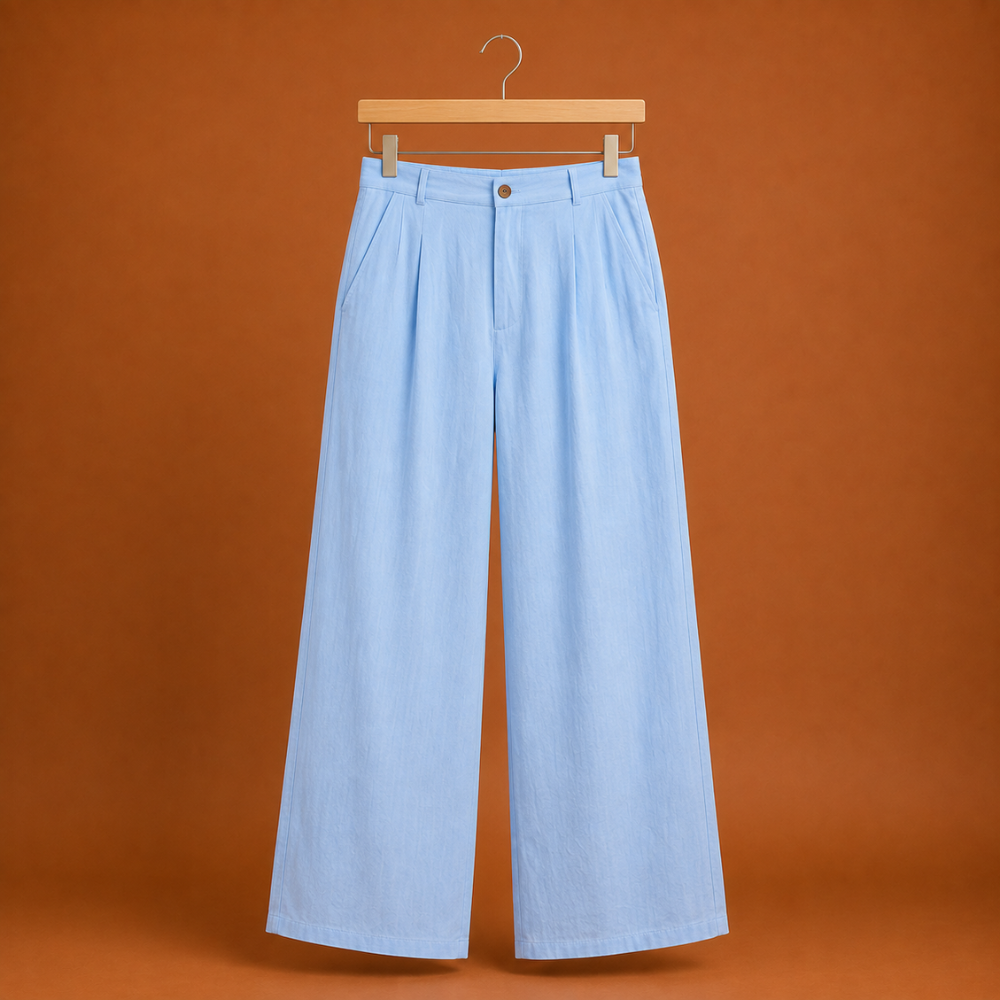High-waisted, wide-legged women's trousers