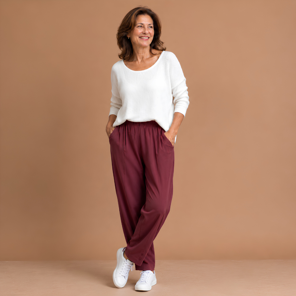 Women's casual summer trousers with elastic waistband