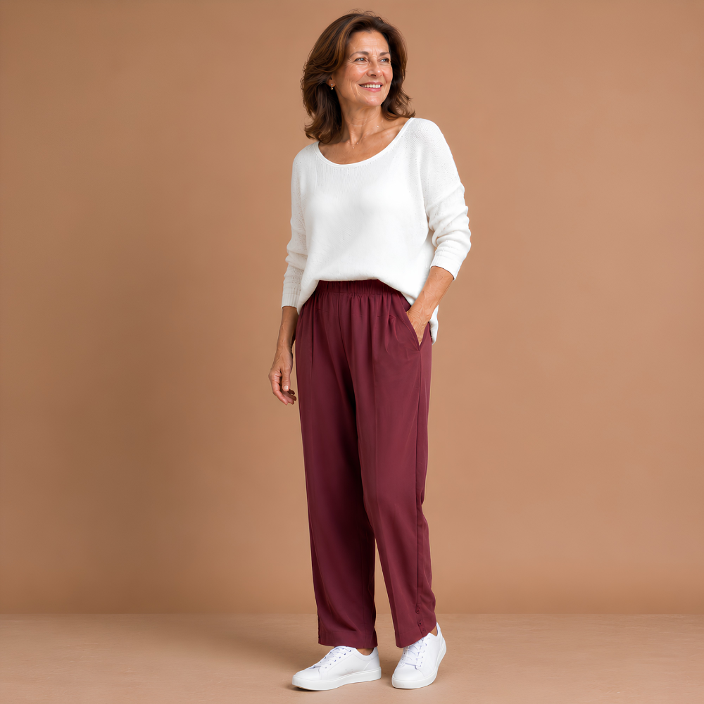 Women's casual summer trousers with elastic waistband