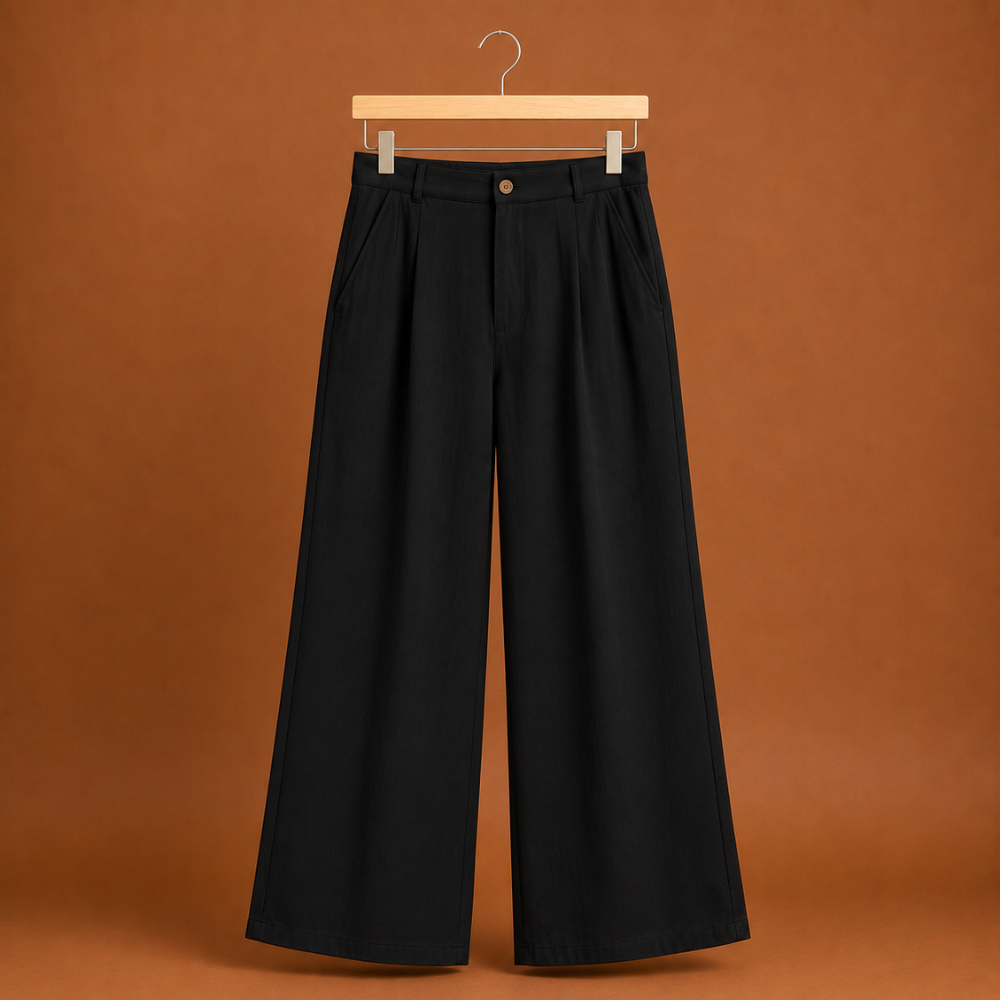 High-waisted, wide-legged women's trousers