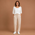 Women's casual trousers with a plain elastic waistband