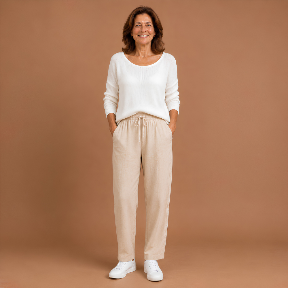 Women's casual trousers with a plain elastic waistband